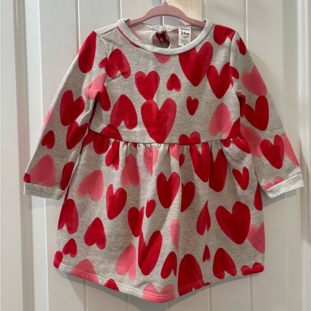 Carter’s Valentines Sweater Dress Hearts Toddler Size 24m